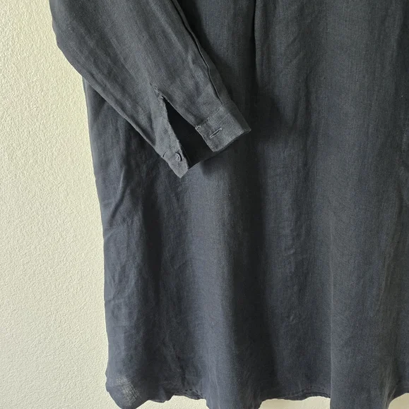 CP Shades Lara Black Midi Shirt Dress Lagenlook Boho Relaxed Size Medium - Picture 10 of 15